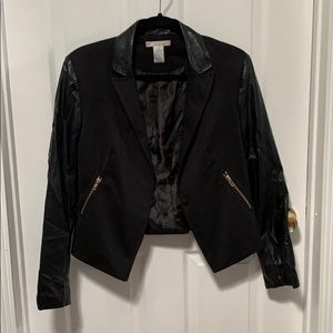 black faux leather jacket